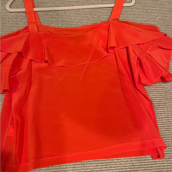 J. Crew Bright Red Ruffled Blouse - Picture 10 of 11